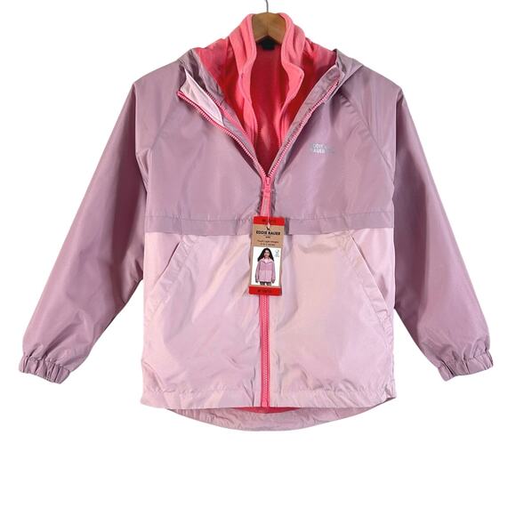 Eddie Bauer Kids Lone Peak 3-In-1 Jacket Hooded Waterproof Blush Pink - Picture 4 of 13